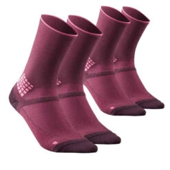 Quechua 2 Paar Wandersocken Hoch - Hike 500 Bordeaux