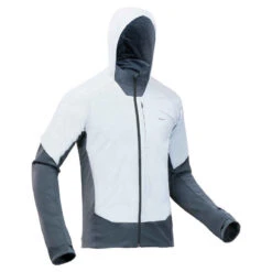 Quechua Fleecejacke Hybridjacke Wandern MH920 Hood Herren Weiss