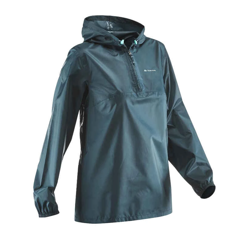 Quechua Regenjacke Damen Winddicht Wasserabweisend Kurzreissverschluss Wandern - Raincut Blau 3 Quechua Regenjacke Damen Winddicht Wasserabweisend Kurzreissverschluss Wandern - Raincut Blau