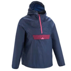 Quechua Regenjacke Kinder Gr. 122–170 Wasserdicht - MH100 Marineblau/rosa