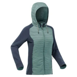 Quechua Sweatjacke Hybridjacke Naturwandern NH500 Mit Kapuze Damen Beige -Quechua Magasin sweatjacke damen naturwandern nh500 grun
