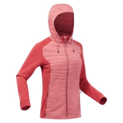 Quechua Sweatjacke Hybridjacke Naturwandern NH500 Mit Kapuze Damen Beige -Quechua Magasin sweatjacke damen naturwandern nh500 rosa