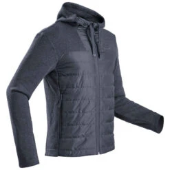 Quechua Sweatjacke Hybridjacke Naturwandern NH100 Mit Kapuze Herren Blau -Quechua Magasin sweatjacke herren hybridjacke wandern mit kapuze nh100 schwarz
