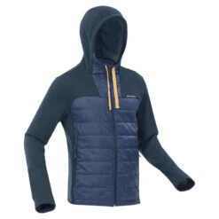 Quechua Sweatjacke Hybridjacke Naturwandern NH100 Mit Kapuze Herren Blau
