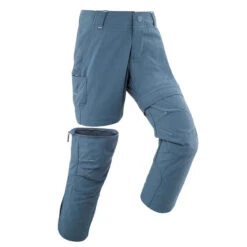Quechua Wanderhose Zip-Off-Hose MH500 Kinder Mädchen Gr. 92–116 Grau/blau -Quechua Magasin wanderhose zip off hose bergwandern mh500 kleinkinder gr 92116 blau 2