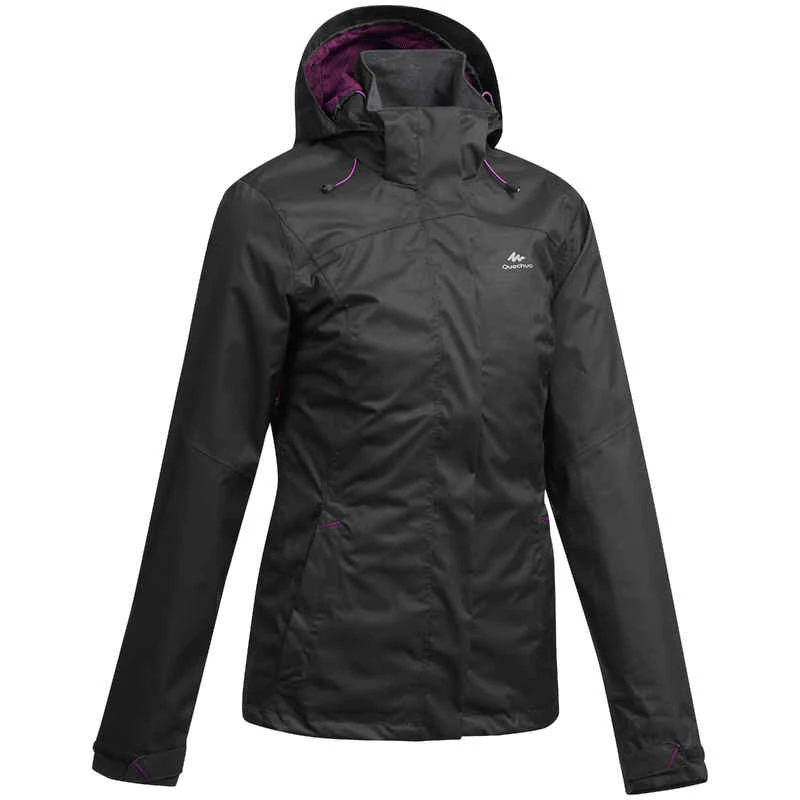 Quechua Wanderjacke Bergwandern MH100 Wasserdicht Damen Grün 4 Quechua Wanderjacke Bergwandern MH100 Wasserdicht Damen Grün – Bild 2