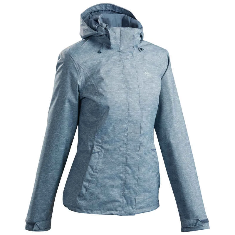Quechua Wanderjacke Bergwandern MH100 Wasserdicht Damen Grün 5 Quechua Wanderjacke Bergwandern MH100 Wasserdicht Damen Grün – Bild 3