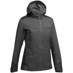 Quechua Wanderjacke Damen Wasserdicht Bergwandern - MH900 Schwarz