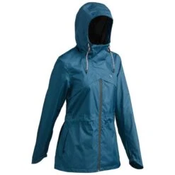 Quechua Wanderjacke NH500 Wasserdicht Damen Blau