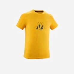 Quechua Wandershirt Kurzarm Kinder Jungen Gr. 122–170 - MH100 Ocker -Quechua Magasin wandershirt kinder kurzarm gr 122170 mh100 gelb