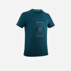 Quechua Wandershirt Kurzarm Kinder Jungen Gr. 122–170 - MH100 Ocker -Quechua Magasin wandershirt kurzarm kinder gr 122170 bergwandern mh100 dunkelgrun