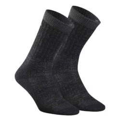Quechua Wandersocken 2er-Pack Warm Halbhoch Winterwandern - SH900 Schwarz