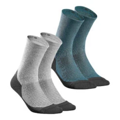 Quechua Wandersocken Hoch - Hike 100 - 2 Paar Marineblau -Quechua Magasin wandersocken hoch hike 100 2 paar graublau