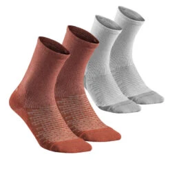 Quechua Wandersocken Hoch - Hike 100 - 2 Paar Marineblau -Quechua Magasin wandersocken hoch hike 100 2 paar graurotbraun