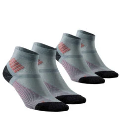 Quechua Wandersocken MH500 Halbhoch 2 Paar Grau/rosa